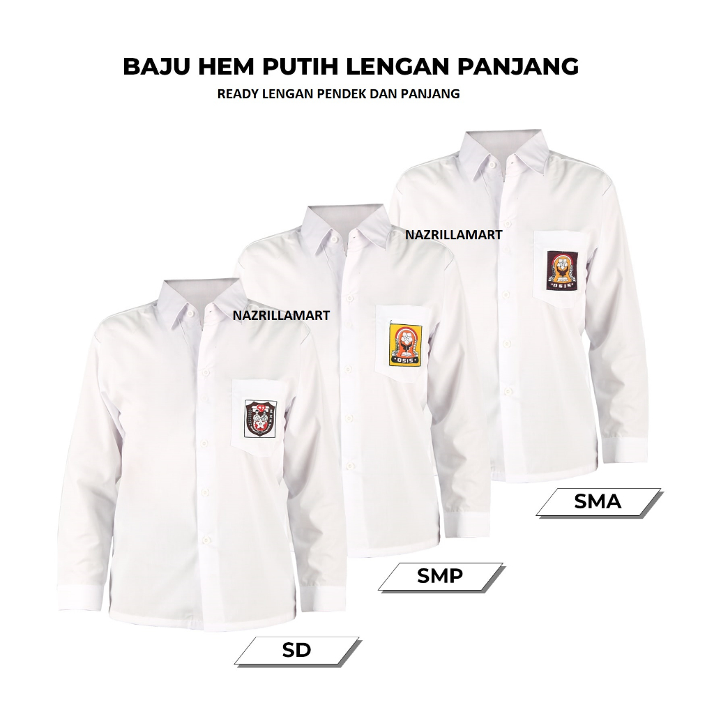 seragam SD SMP SMA cowok cewek / baju seragam / topi sd / dasi sd / seragam pramuka / baju seragam L