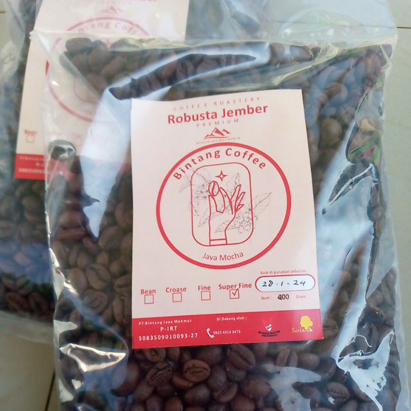 

Roast Bean Kopi Bintang Robusta Jember Kualitas Premium, Petik merah 200 gram