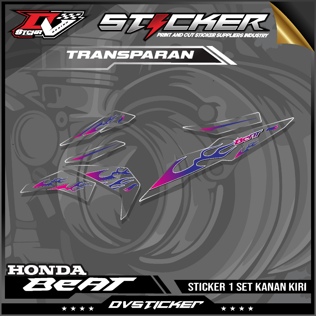 Striping motor transparan Beat fi esp 2017 2018 2019-Sicker transparan BEAT