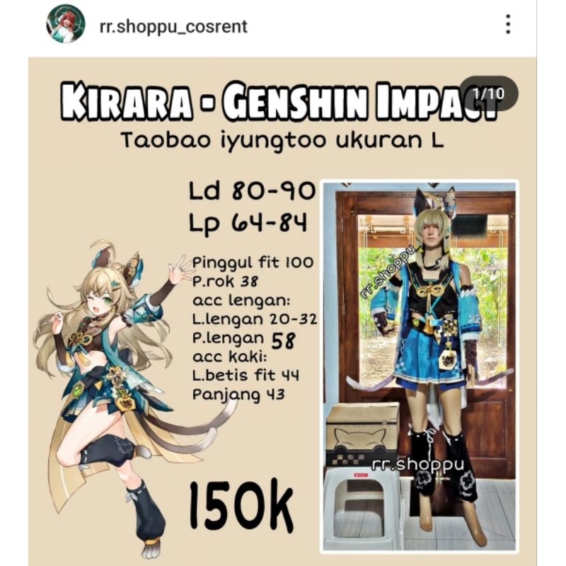 Rental kostum Cosplay Kirara S & L