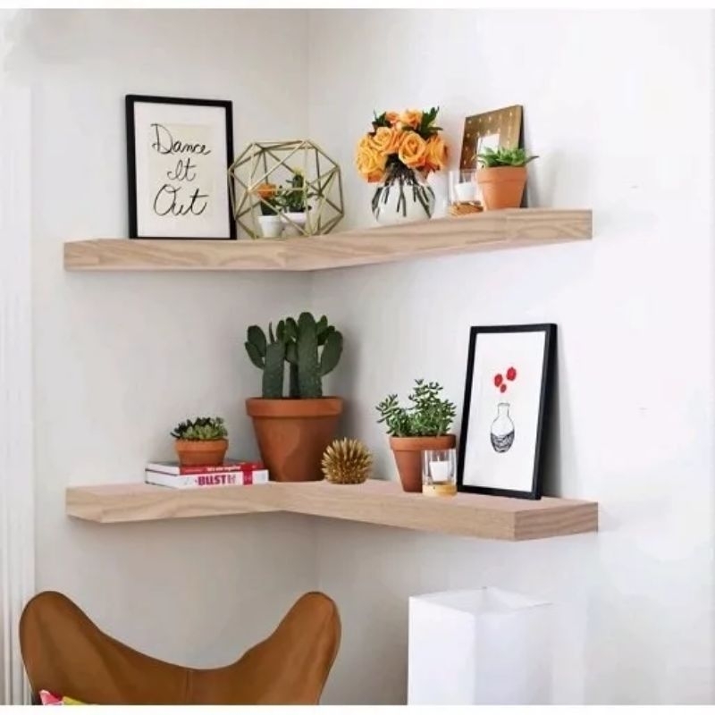 Furniture dinding sudut rumah rak ambalan minimalis