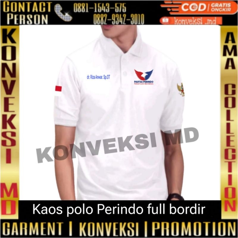 kaos polo partai Perindo full bordir/kaos polo Lacos partai perindo full bordir/kaos polo kerah part