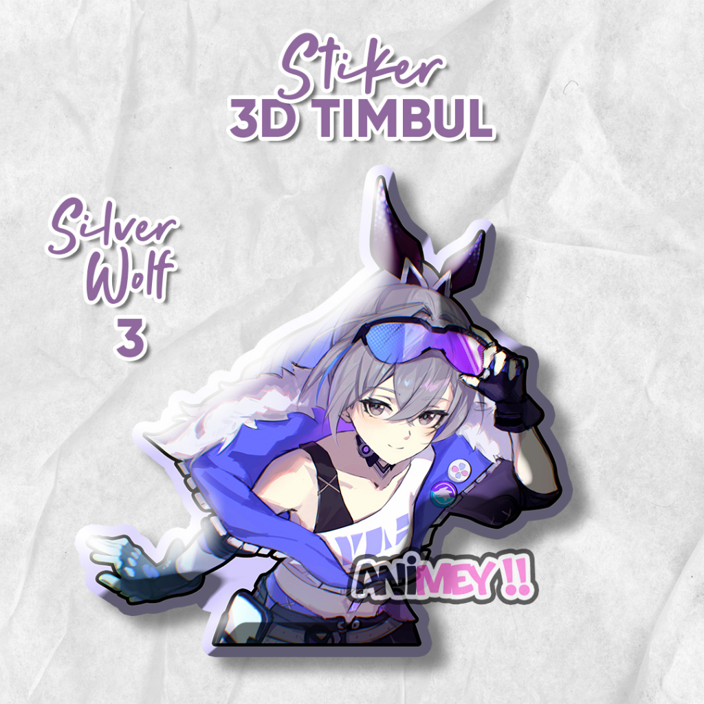 

Stiker Emblem 3D Timbul Silverwolf Star Rail / Stiker Anime Resin