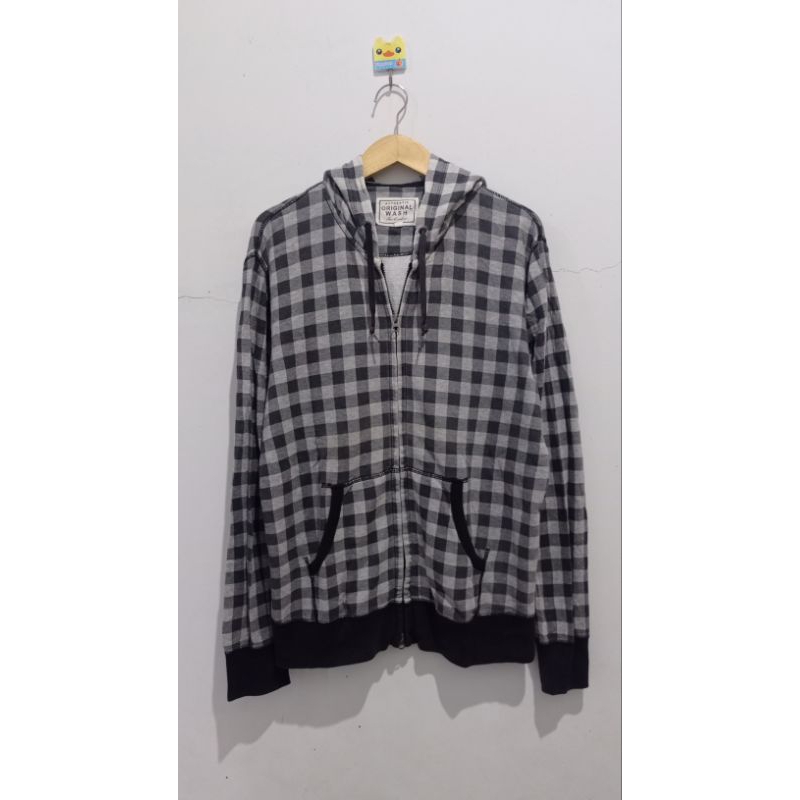 uniqlo Hoodie zipper Tartan Original Bahan terbaik