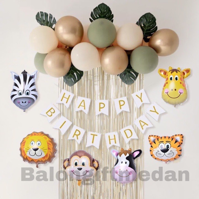 PAKET DEKOR ULANG TAHUN RETRO ANIMAL JUNGLE ZOO