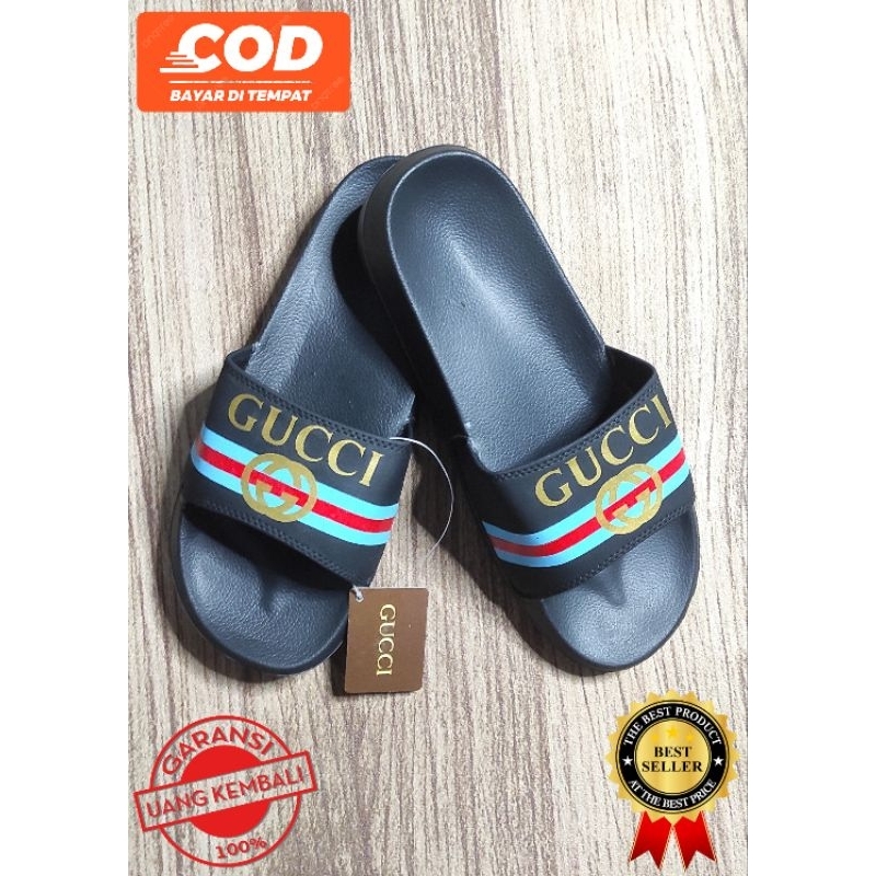 Sandal Slop Pria Wanita Gucci Hitam Sendal Slide Pria Wanita Gucci Sendal Slip On Hitam Sendal Pria 