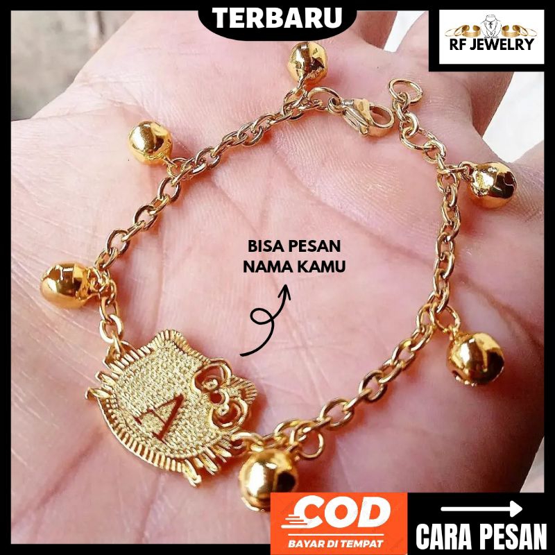 Gelang anak titanium anti karat custom nama/Huruf