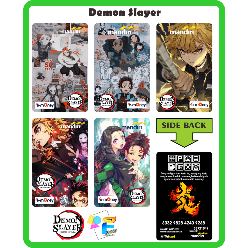 Kartu eMoney eToll Tapcash BRIZZI edisi Demon Slayer - Custom Print