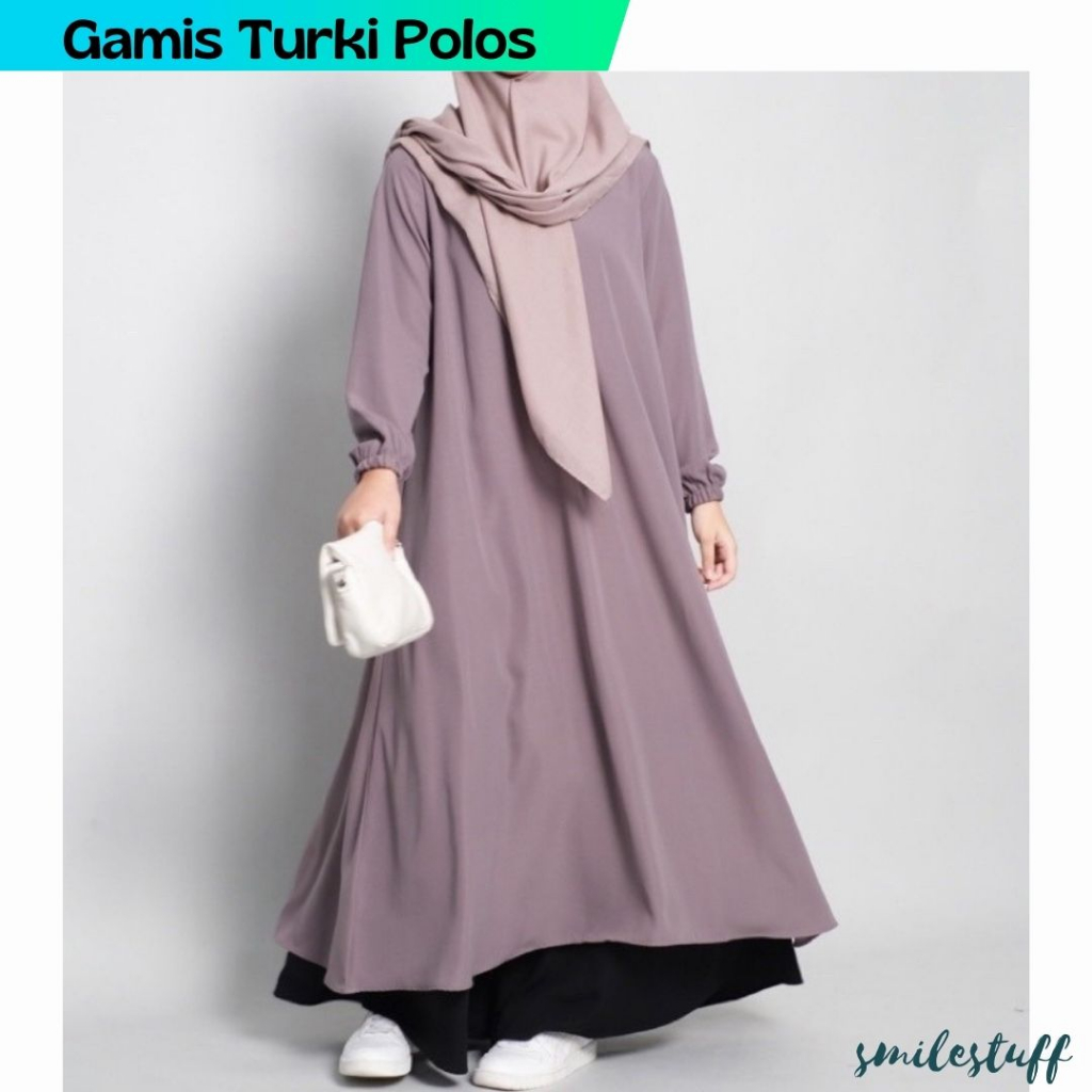 GAMIS TURKI POLOS - Dress ringan Material sakila import tidak kasar, halus dan tidak gerah