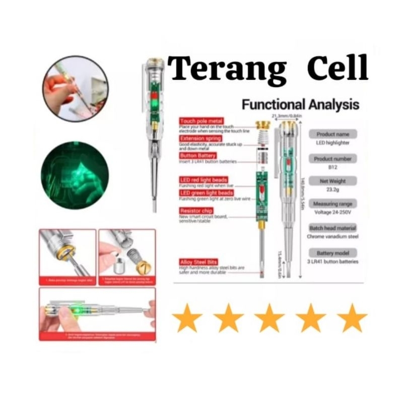 Obeng Viral Kekinian Lagi Viral Obeng Tespen Listrik Test Minus Sensor Detektor Lampu LED Hijau Mera