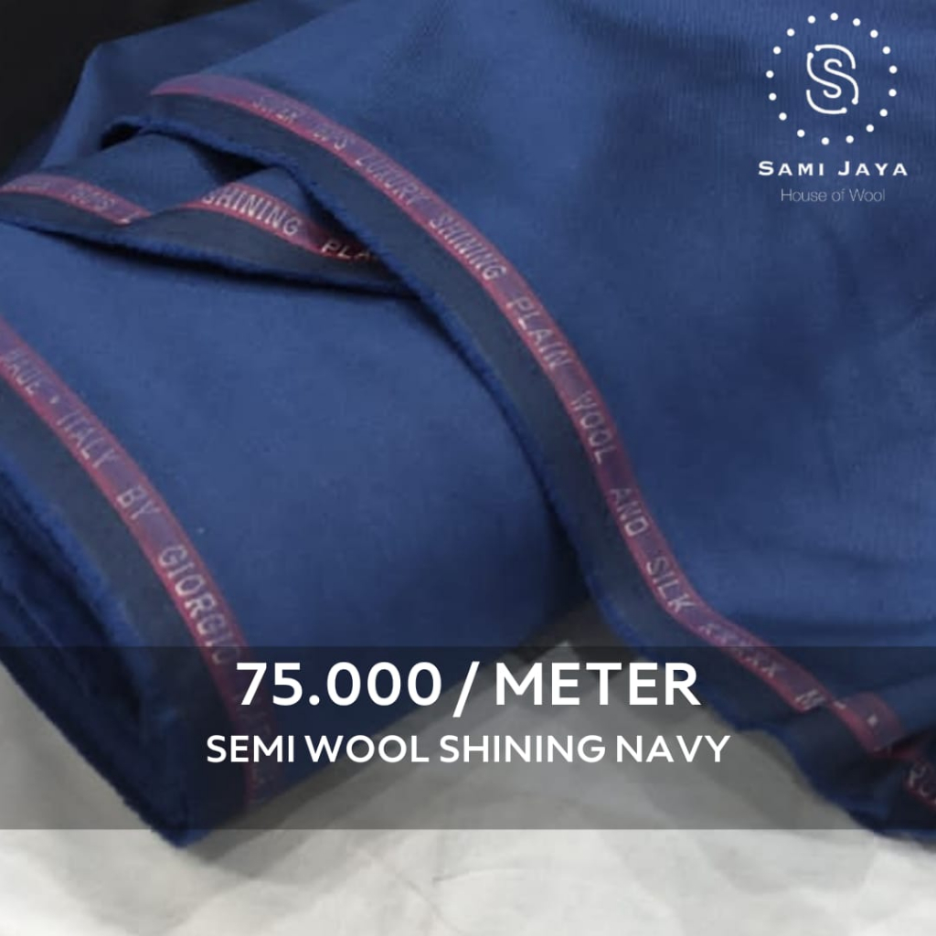 Kain Bahan Jas & Celana Wedding Semi Wool Shining warna Navy