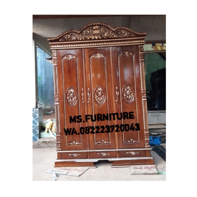 Lemari Pakaian /Jati Lemari Rahwana Jati / Lemari Ukir Jepara / Lemari Rahwana Pintu 3 / Lemari Jati
