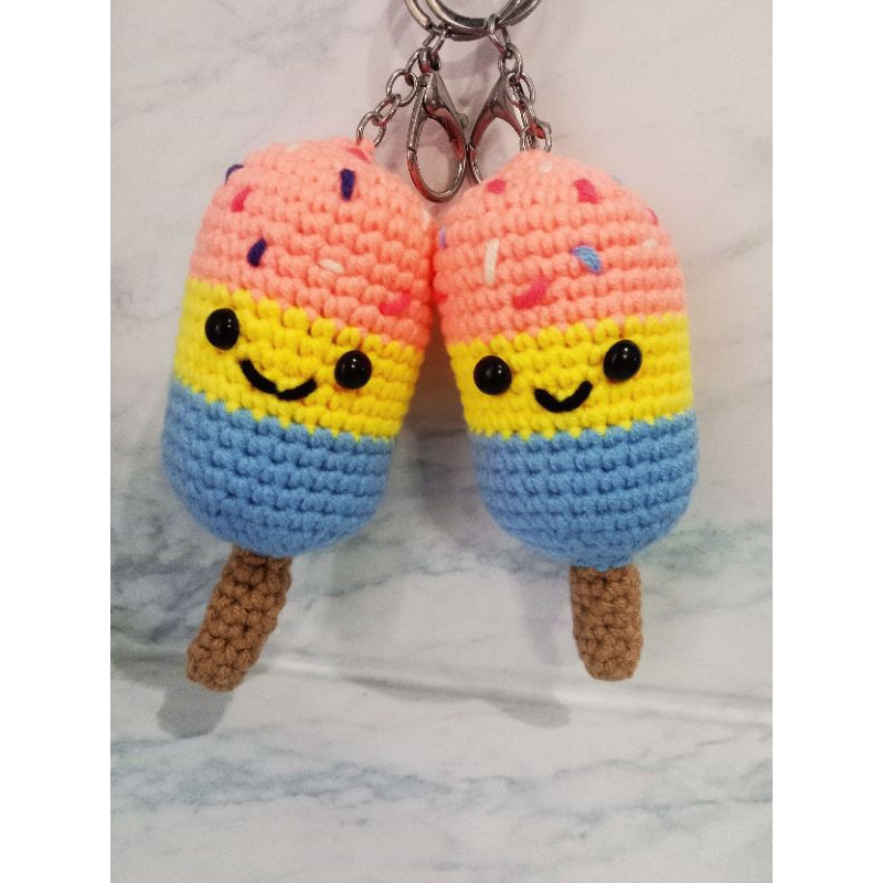 Gantungan kunci es loli / ganci / popsicle / amigurumi / boneka rajut / crochet