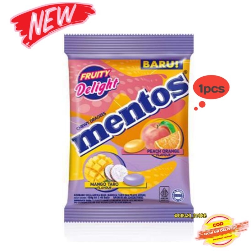 

Mentos Chewy Dragees Fruity Delight Pack (Mangga Taro Jeruk Persik) 108g