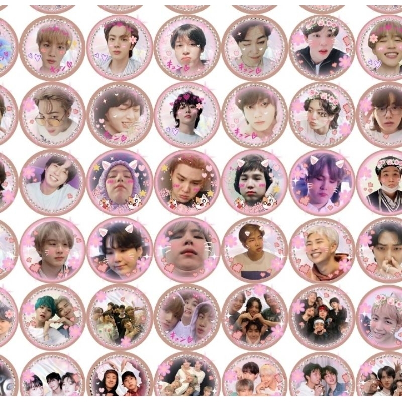 Freebies sticker ala Sellkor idola BTS 3x3 60pcs bundar murah random