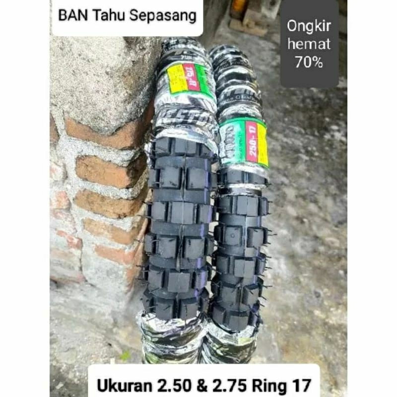 promo ban tahu cros trail set sepasang depan 2.50 ring17  belakang 2.75 ring17 buat bebek vega grend