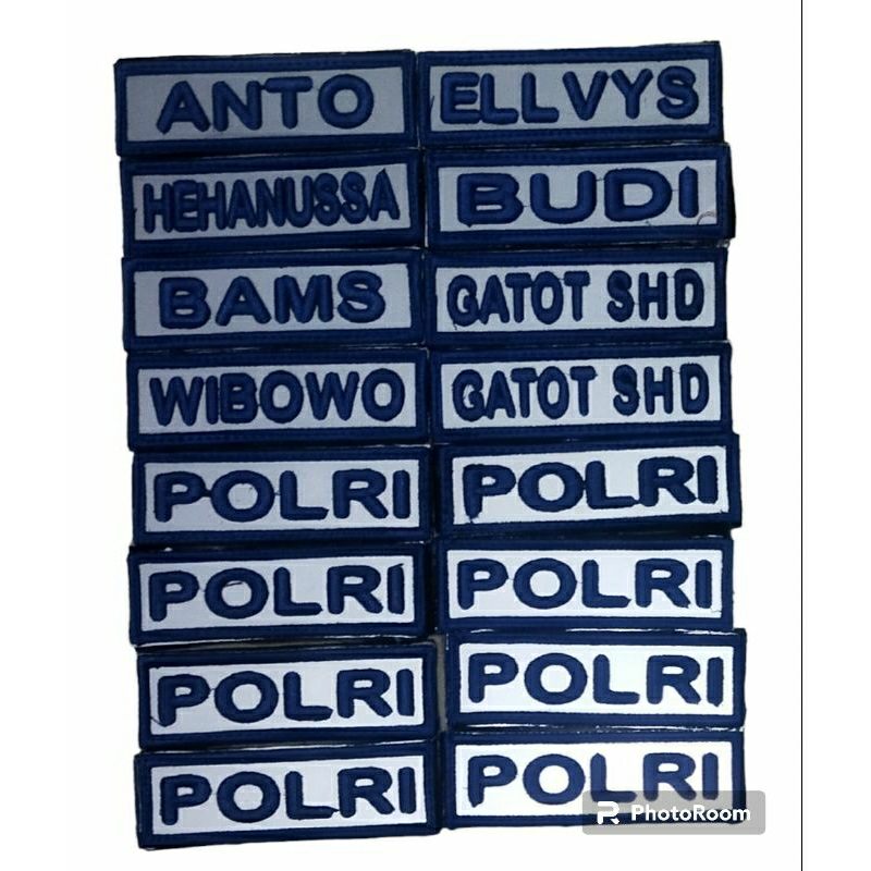 Nama Timbul Bordir 3D Plus Perekat Velcron Satuan