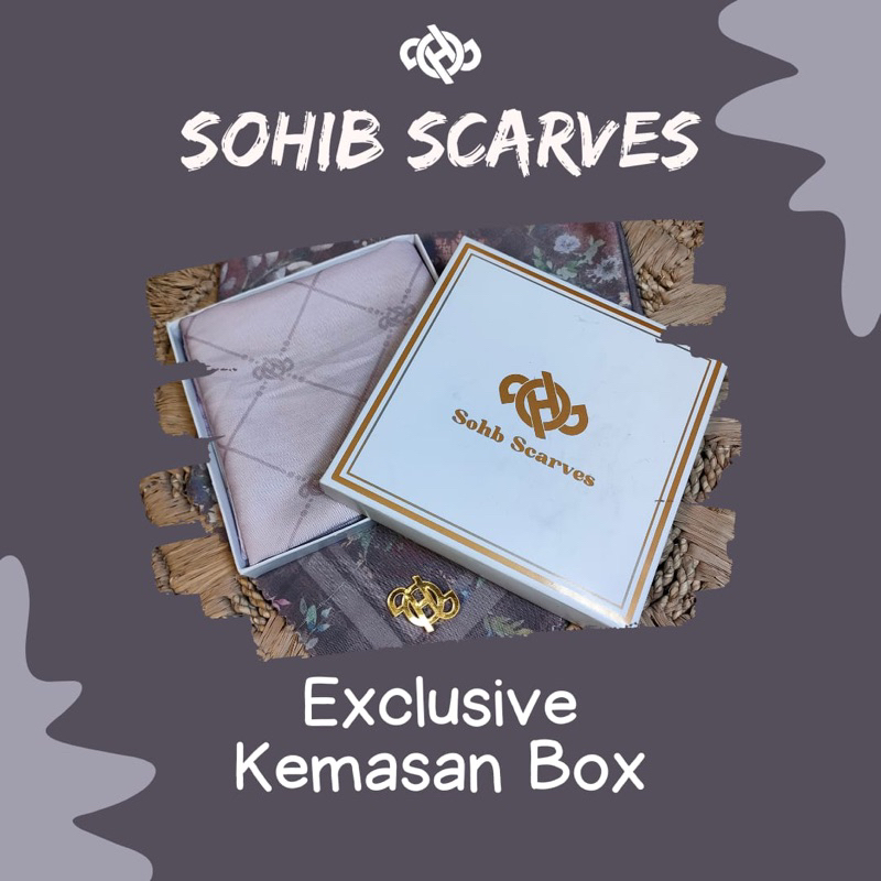 Sohib Scarves / Dairin Series - Hijab Segiempat Voal Motif Premium Exclusive Box cantik