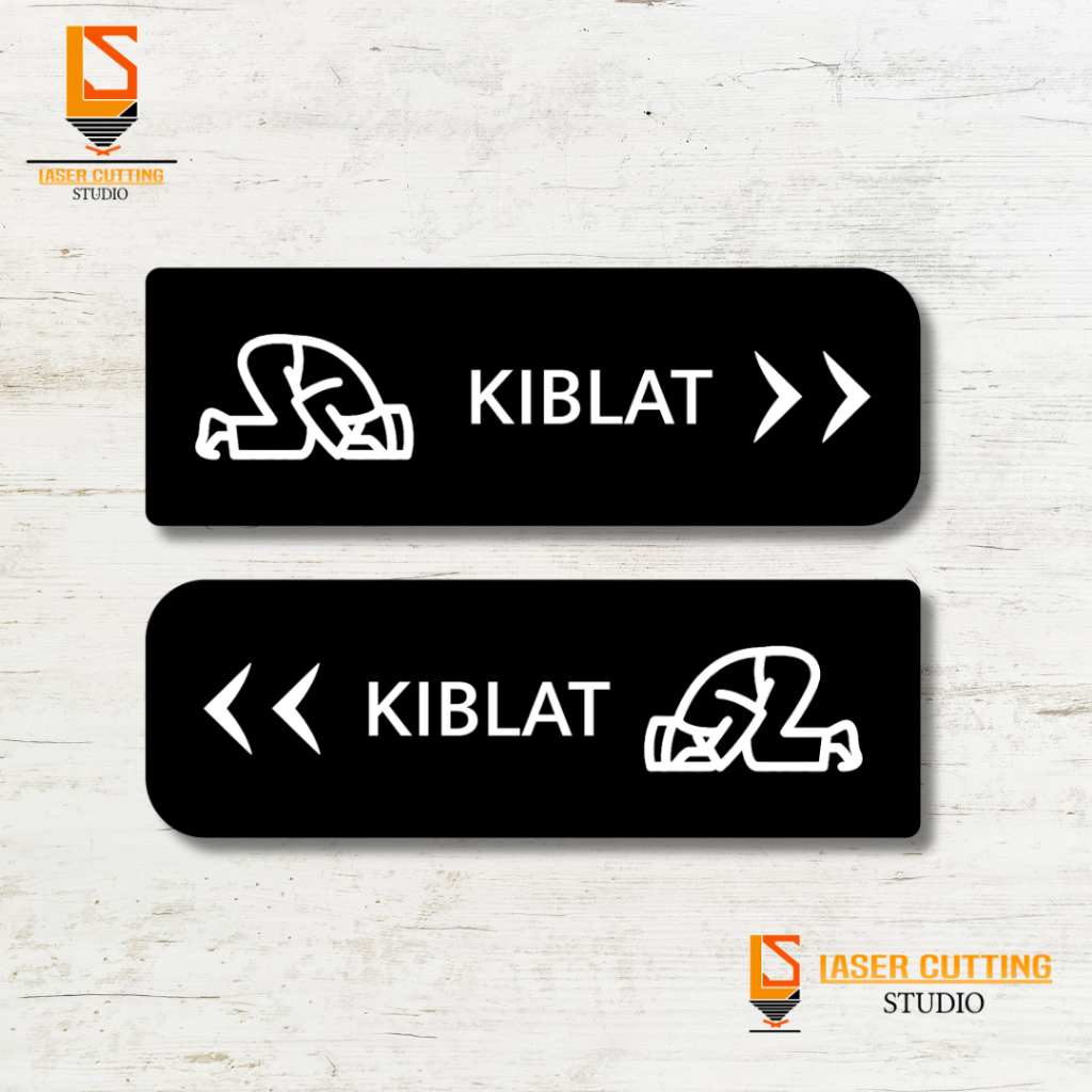 Sign Kiblat Akrilik Minimalis | Papan Tanda Kiblat