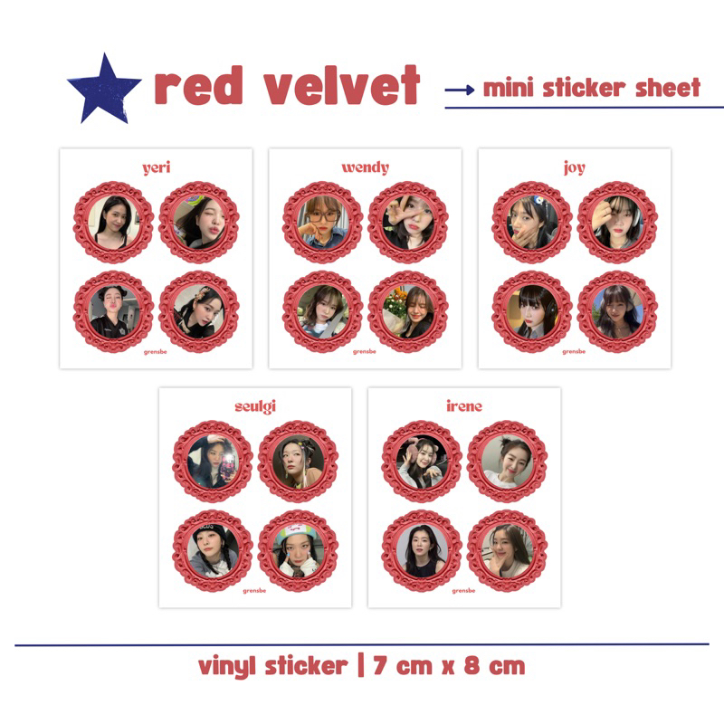 

Red Velvet mini sticker sheet scrapbook journal bujo daily planner kpop aestetik lucu murah