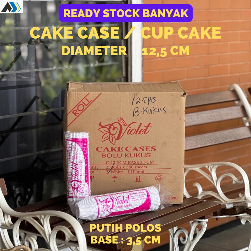 (PUTIH POLOS) Kertas Cup Cake / Cake Cases / Bolu Kukus Merk Violet Putih Polos 12.5 (Diameter 12,5 