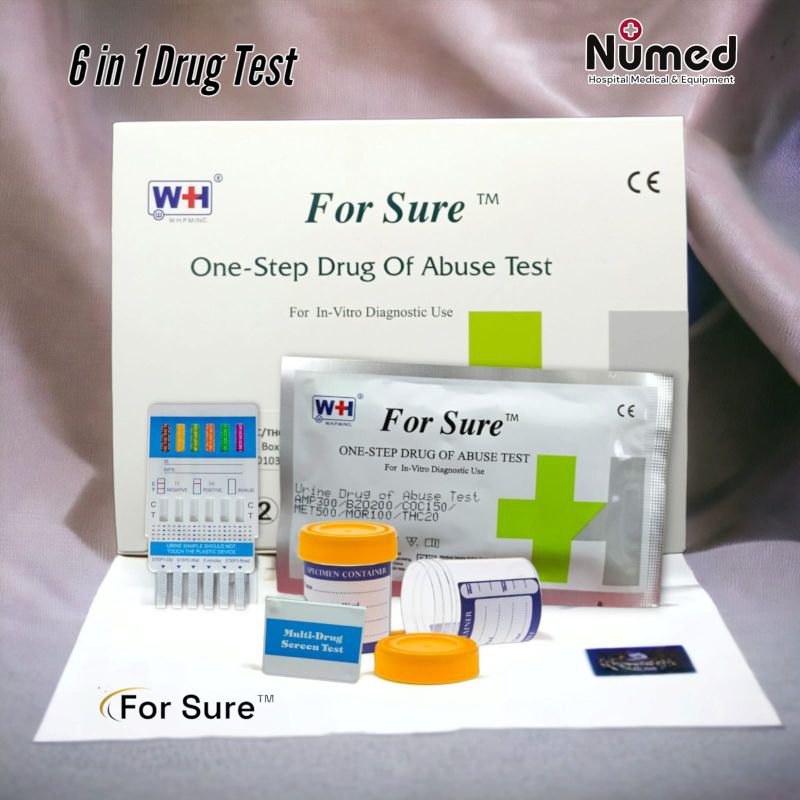 Multi Drug Test 6 Parameter For Sure + Pot Urine 60 ml  / Alat Tes Narkoba 6 Parameter  / Strip Tes Narkoba 6 Parameter