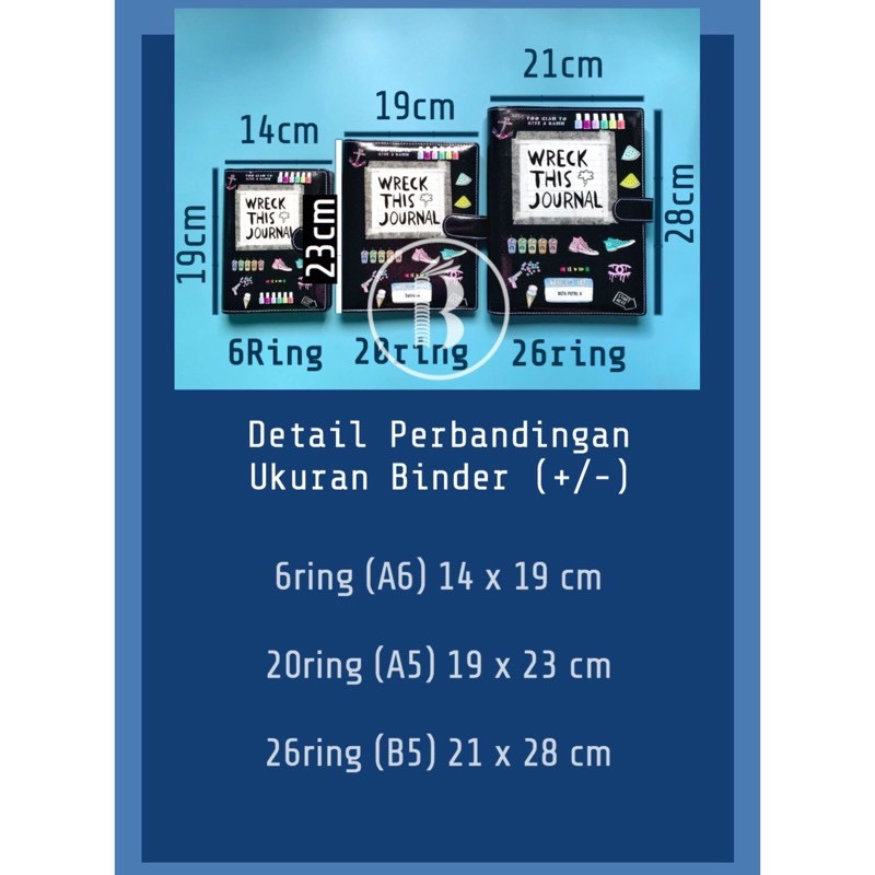 

Bindermu READY Binder Kulit Premium polos Warna Ukuran A6 6ring A5 20ring B5 26ring Planner Notebook