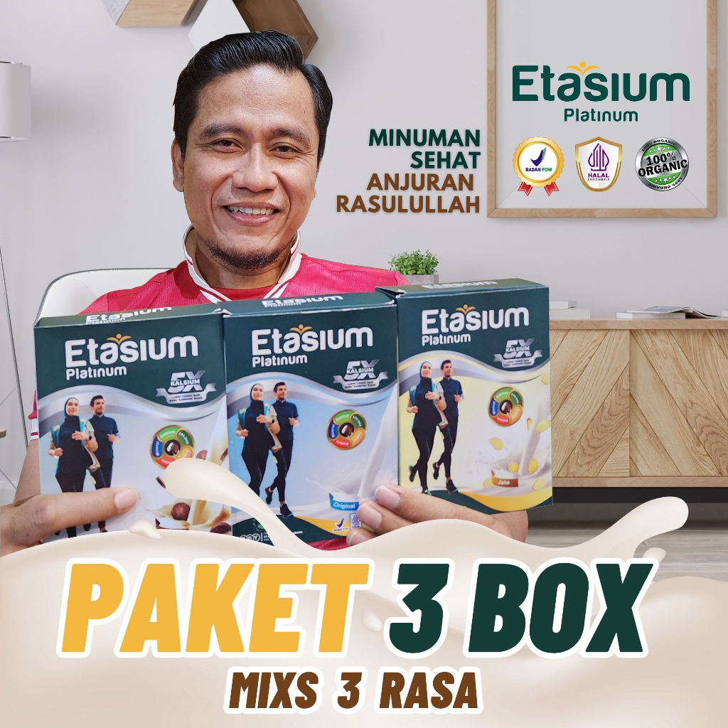 

[3 BOX] Etasium Platinum Minuman Susu Kambing Etawa Rasa (Gula Aren, Jahe, Original) Bubuk 200g Bahan Alami tanpa Gula Buatan Efektif Meredakan Nyeri Sendi dan Rematik, Sesak Nafas ISPA, Tulang Rasa Enak tidak prengus