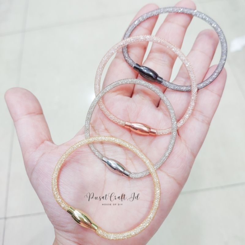 Gelang Kawat Glitter Swarosky Gasper Magnet Gelang Wanita Bahan Gelang Emas