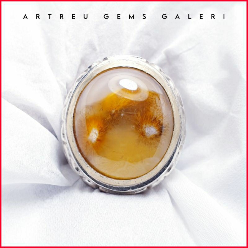 Batu Cendana Serat Emas Unik | COD Bisa | Cincin Batu Akik Ring 5 - 10