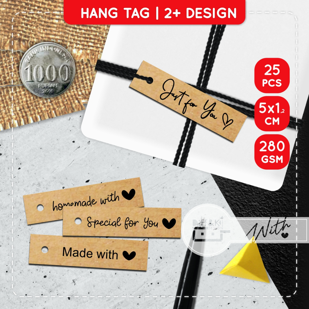 

Label Hang Tag Handmade Homemade love Heart hati Kraft Rustic Vintage Coklat Packaging Gift Hampers Wrapping Kado Hadiah DIY Craft