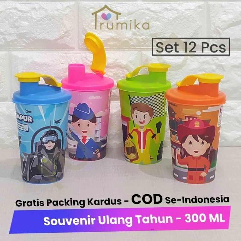 Gelas Botol Minum Tumbler Anak TK / SD 200ml Fun - Souvenir Ulang Tahun