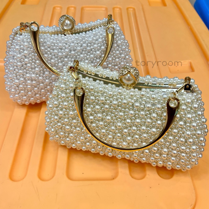 Tas clutch pesta party kondangan mutiara susun mewah classy top handle