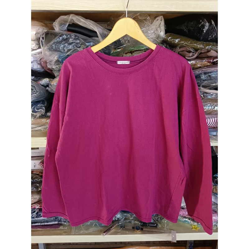 [COD] BAJU KAOS OVERSIZE WANITA LENGAN PANJANG WARNA PINK FANTA