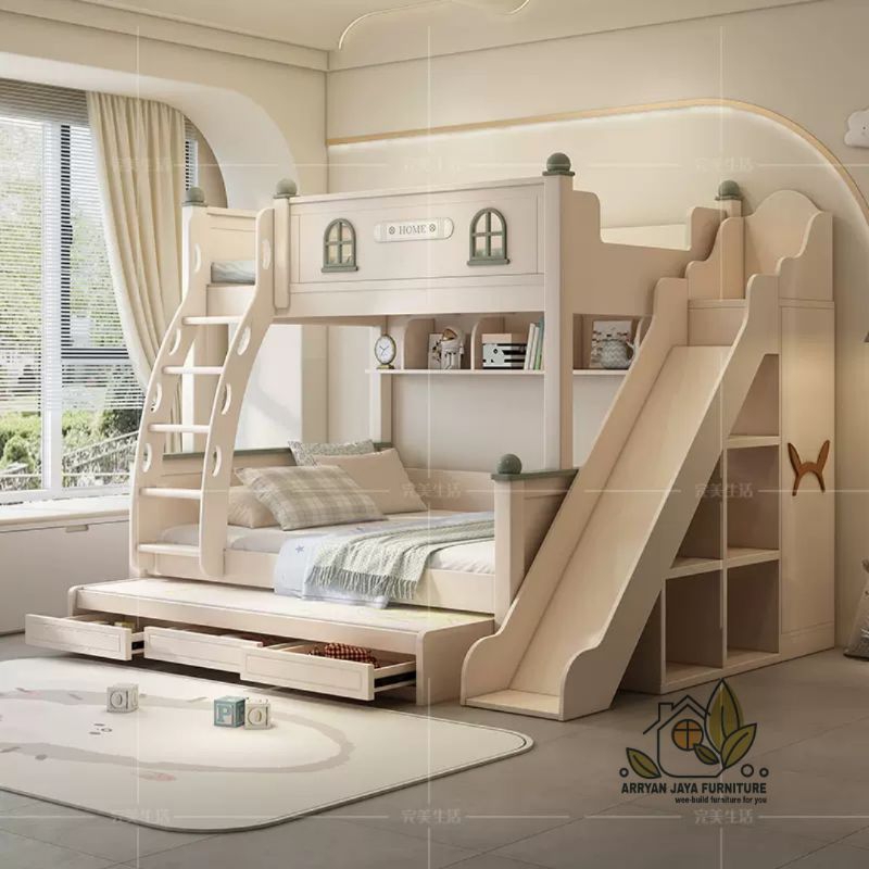 tempat tidur tingkat anak perosotan