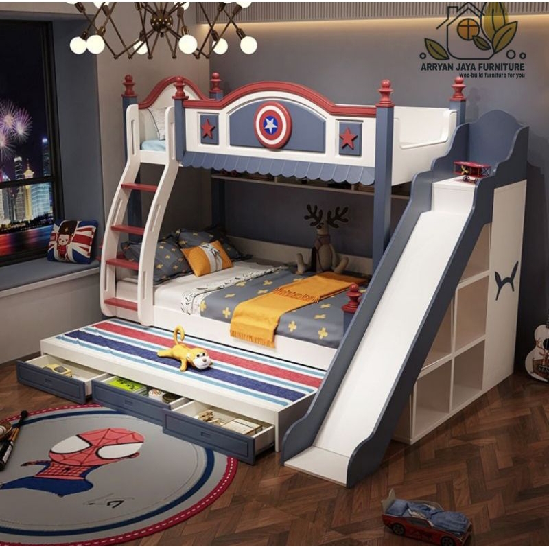 tempat tidur tingkat anak perosotan