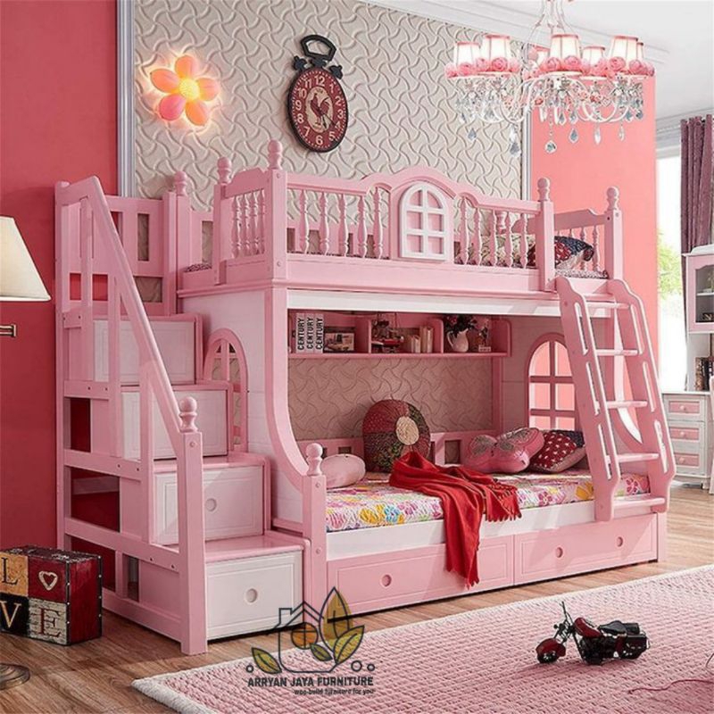 tempat tidur tingkat anak perempuan , ranjang susun