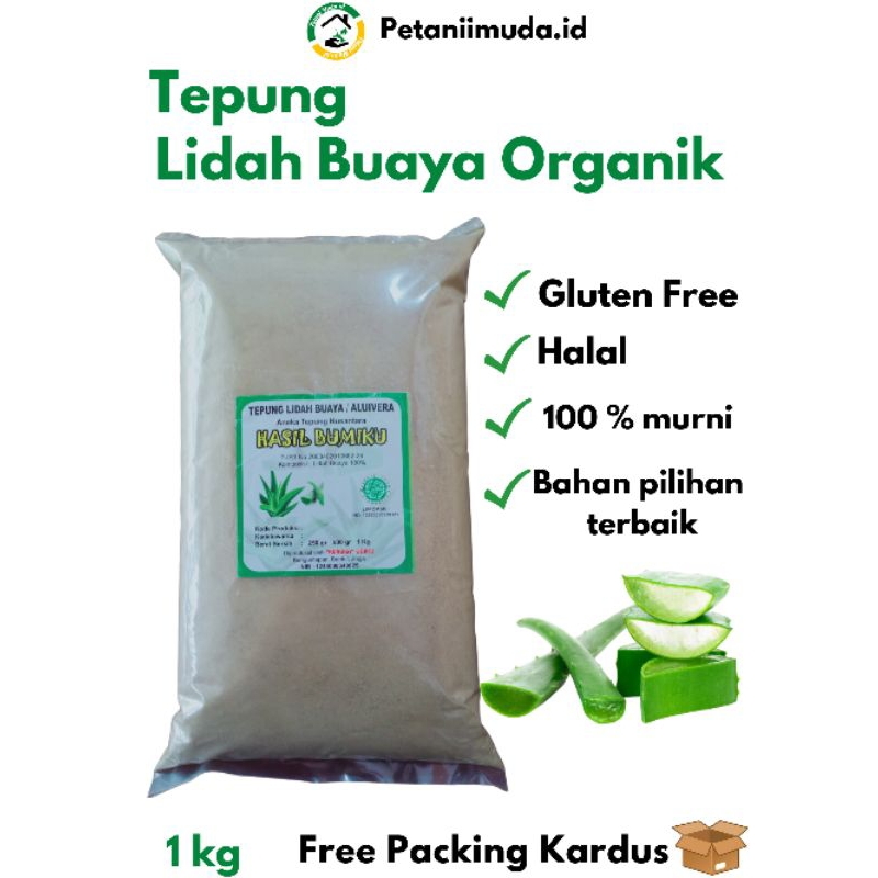 Tepung Lidah Buaya kemasan 1 KG/Tepung Aloe Vera kemasan 1 kg/Lidah Buaya bubuk kemasan 1 kg/Masker 