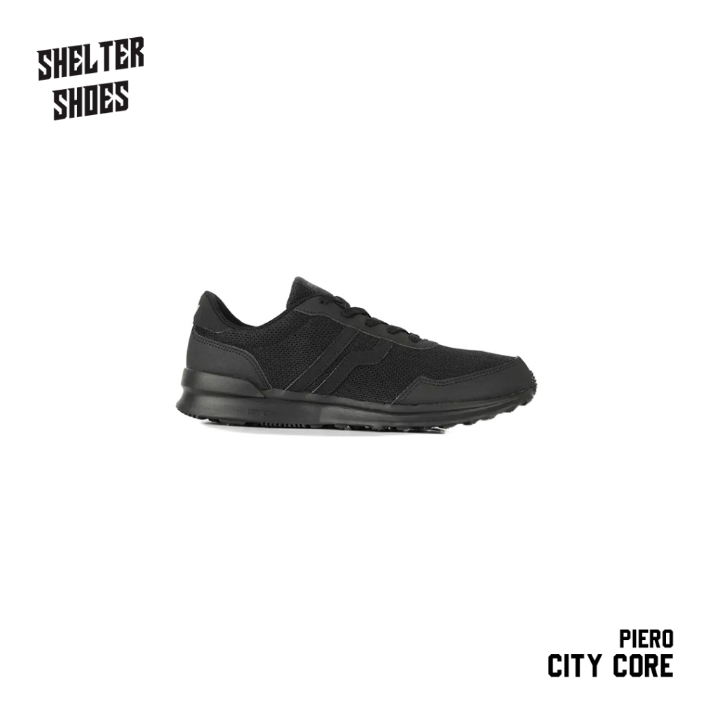 SEPATU PIERO CITY CORE ALL BLACK BLACK GREY BLACK WHITE SNEAKERS ORIGINAL MURAH DISKON BNIB JOGGER L