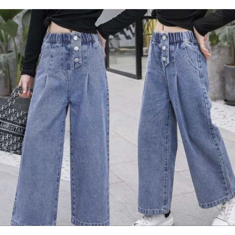 Celana Kulot Jeans Anak Perempuan Kids Denim Pallazzo Girls Kulot Anak Remaja Perempuan Usia 6 - 14 