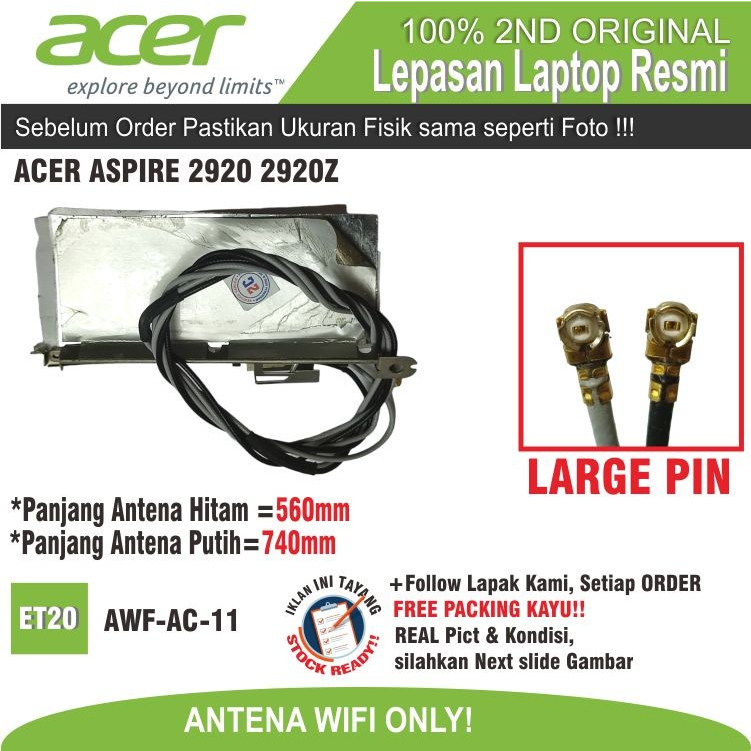 ET20 AWF-AC-11 Kabel Antena WIFI LAPTOP ACER ASPIRE 2920 2920Z LARGE