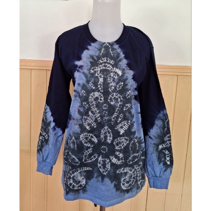 Kaos Sasirangan Banjarmasin Kaus Atasan Lengan Panjang Katun Adem Handmade Unik Etnik Baju Pakaian S