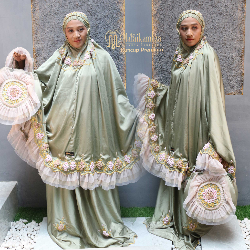 Mukena Jumbo Dewasa Bordir Handmade Kuncup Permata Series Malaika