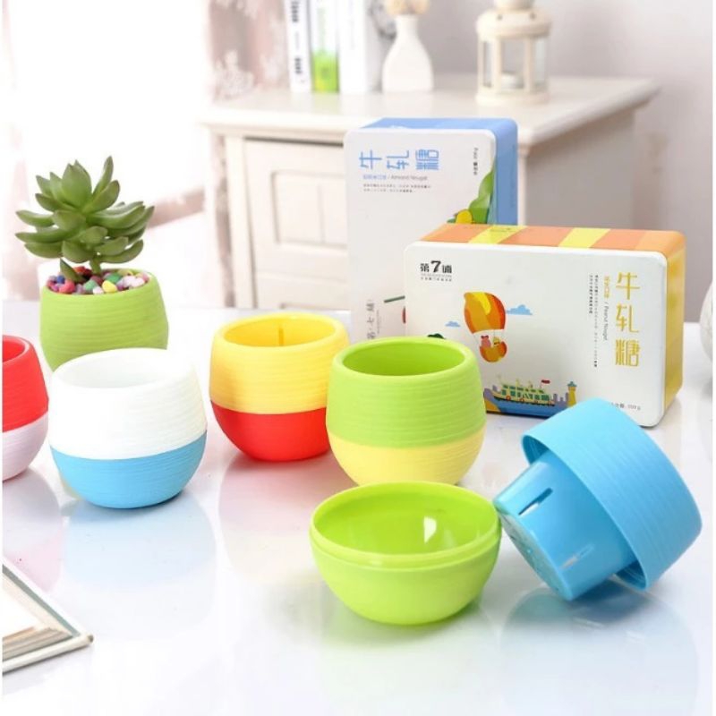 Pot bola pot bunga mini plastik warna warni pot tanaman