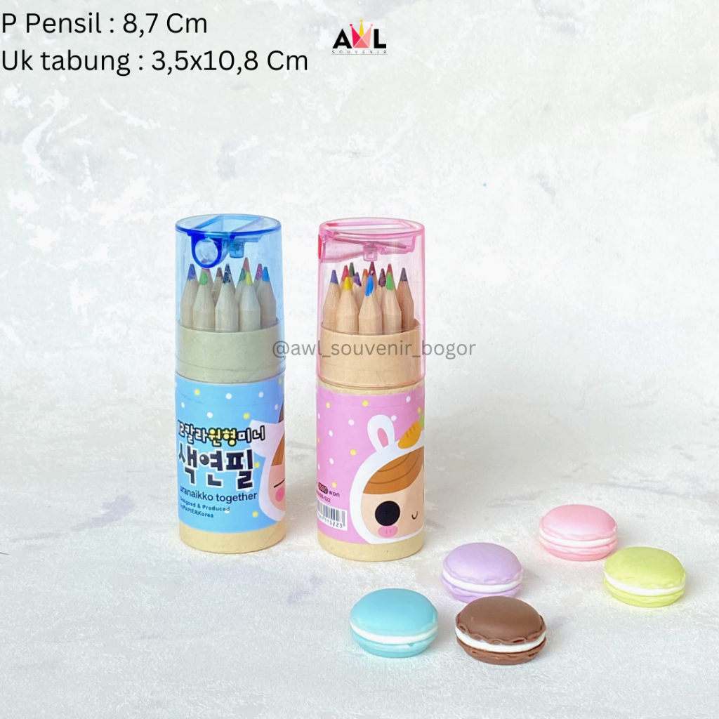 

AWL Souvenir Pensil Warna 12 in 1 + Serutan Karakter Kemasan Tabung