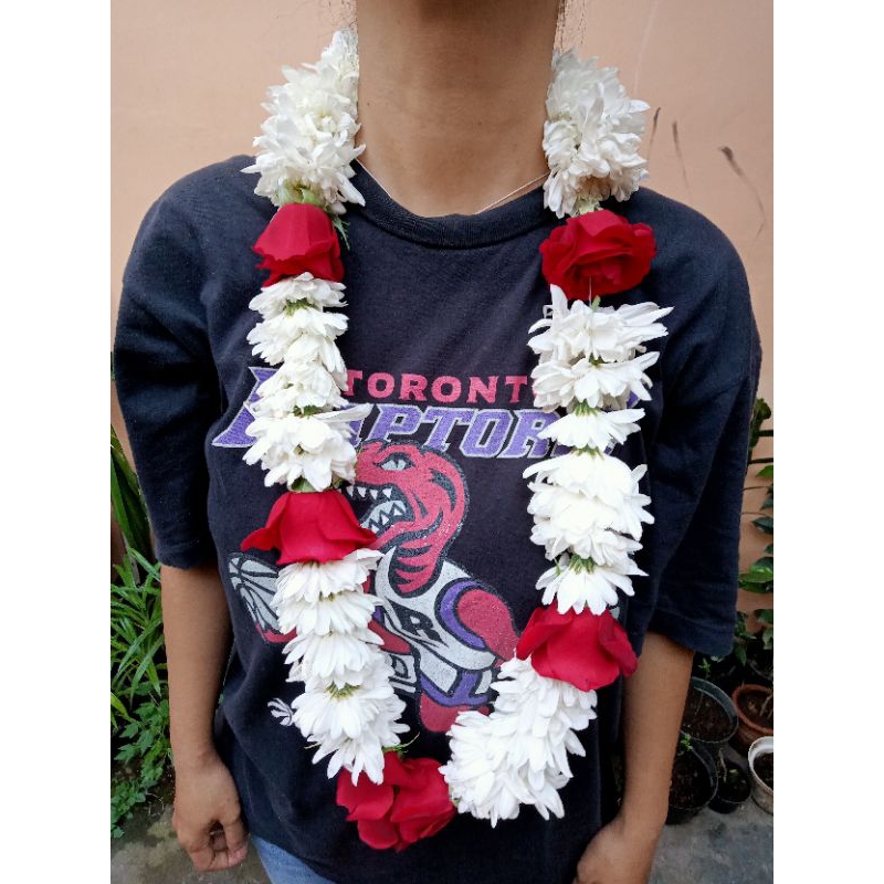 Kalung penyambutan bunga mawar merah aster putih asli segar CIMAHI BDG PADALARANG