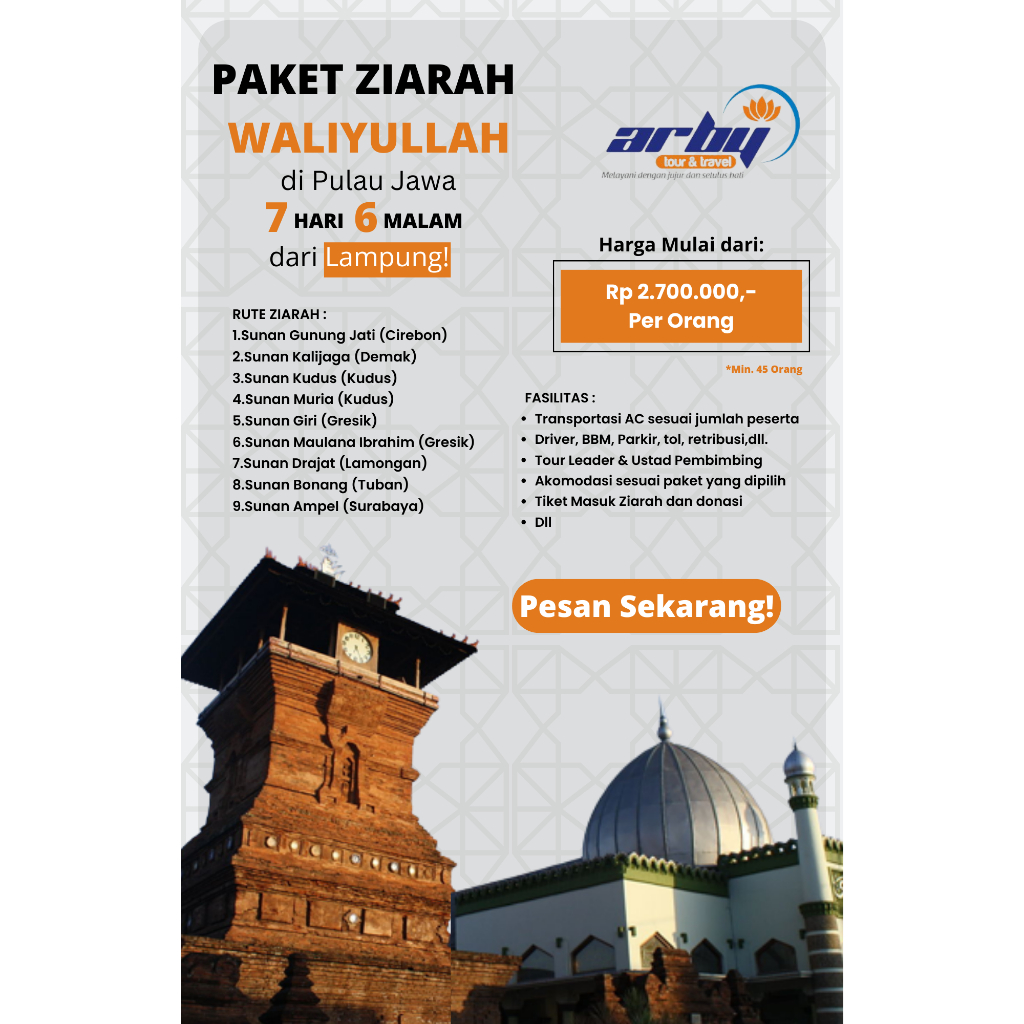 Paket wisata religi Ziarah Walisongo 7 Hari 6 Malam dari Lampung