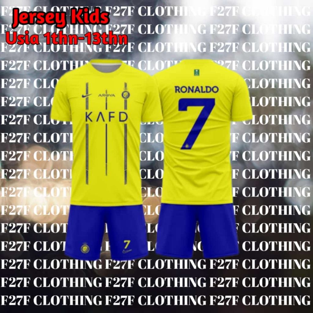 Best Seller Jersey Anak Al Nassr KAFD Home Ronaldo Musim Terbaru 2023 2024 Ronaldo