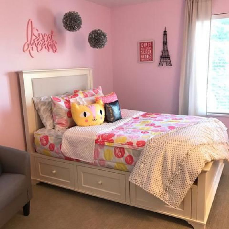 tempat tidur anak laci bawah sandaran busa / ranjang anak