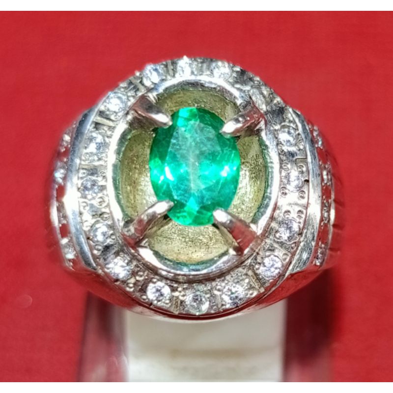 Cincin Permata Zamrud Colombia Asli Garansi bahan perak Asli Garansi. permata termasuk MEMO